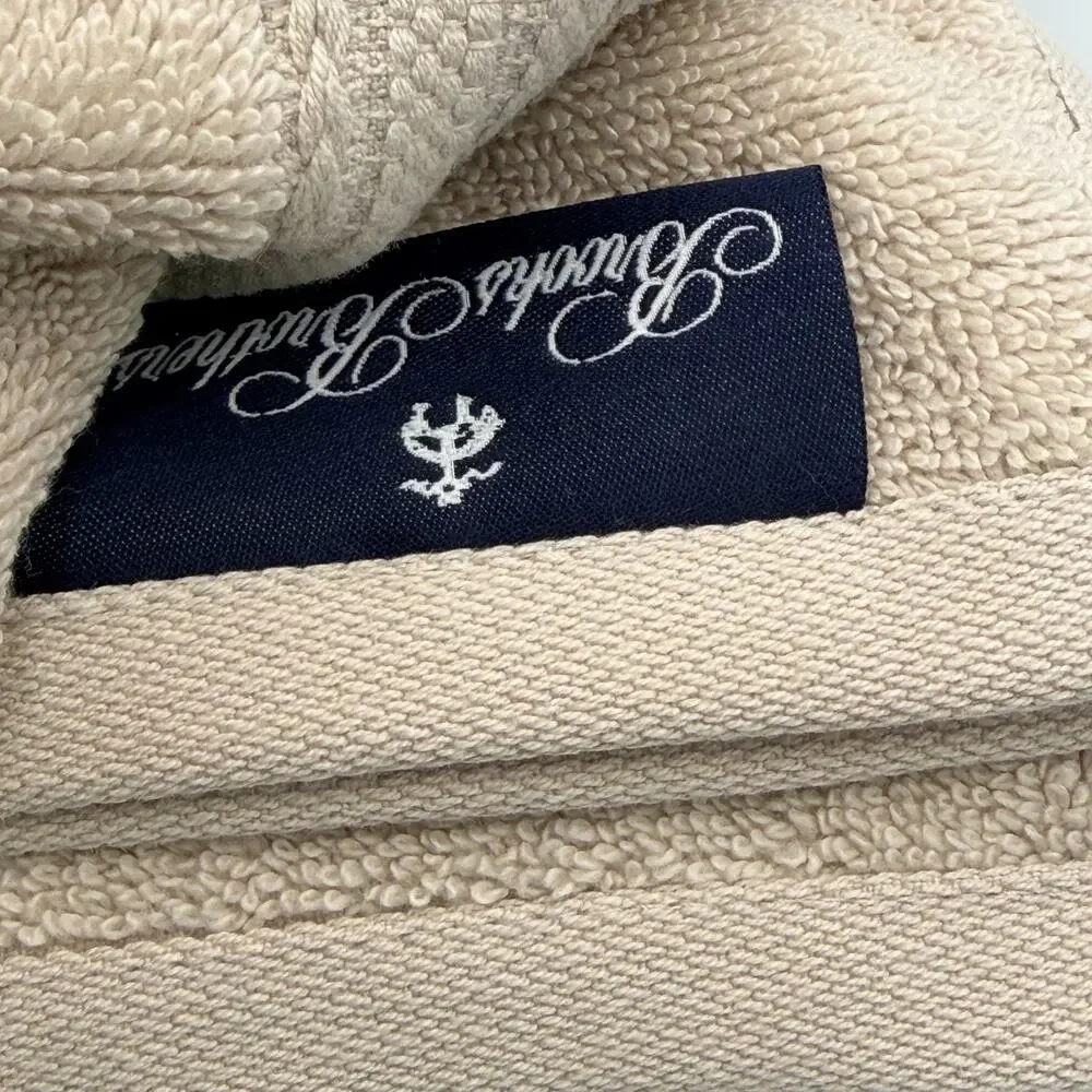 Brooks Brothers Premium Turkish Cotton Washcloths Set of 4 Warm Beige Taupe NWT